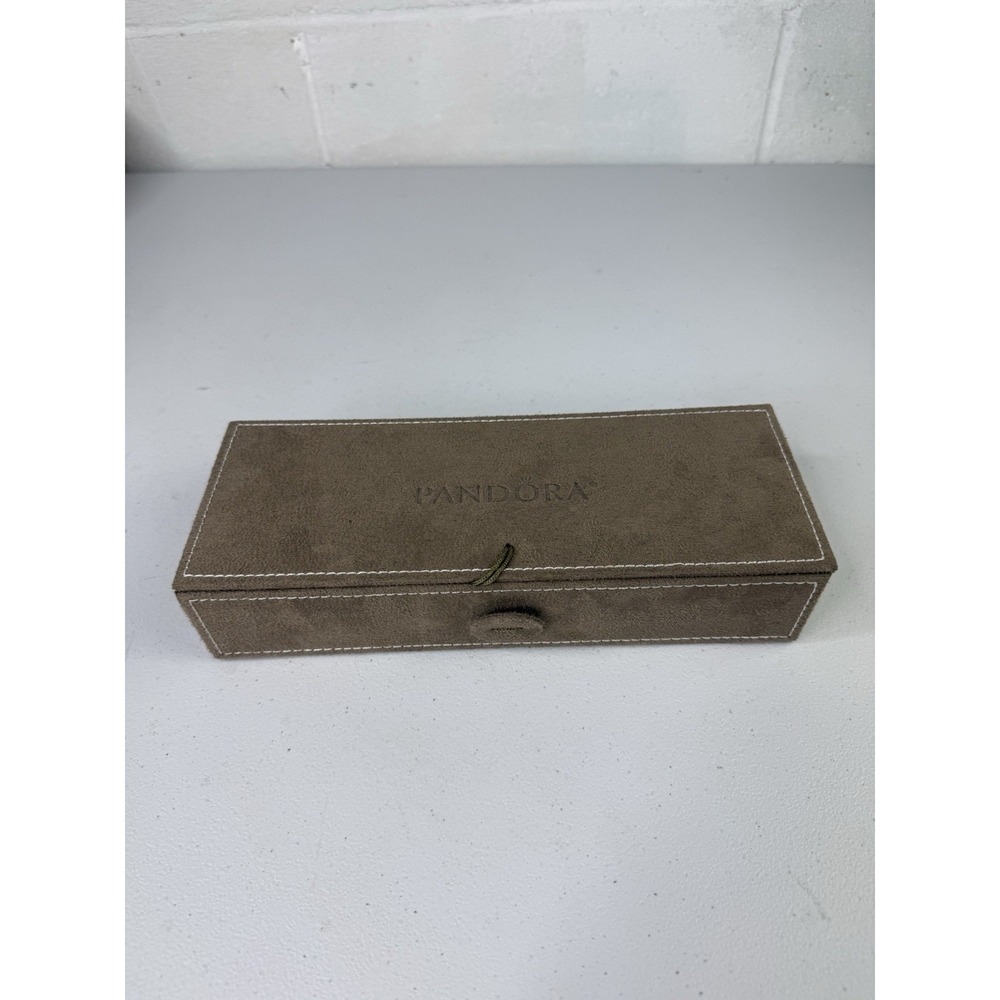 Authentic Pandora Suede Tan Jewelry Box With Inserts And Tie Down Closure Chrty